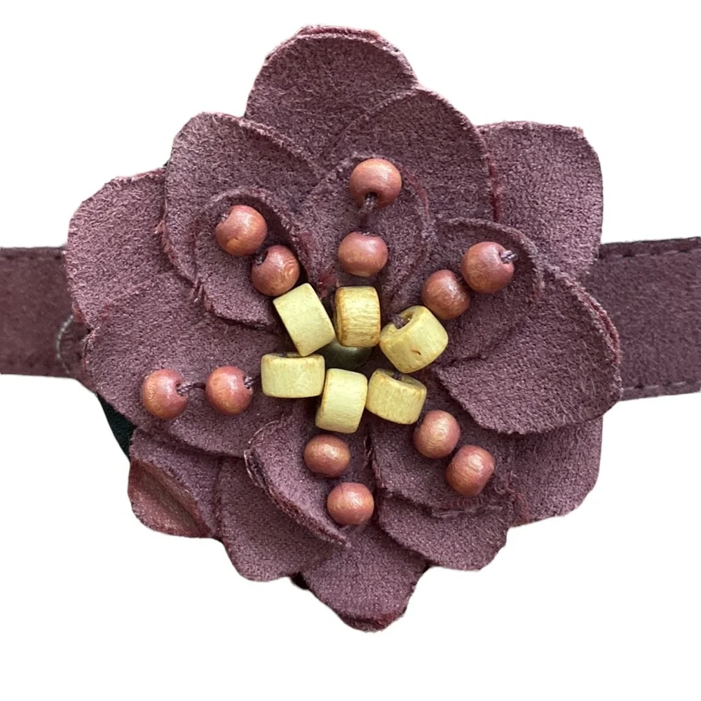 Suede Mauve/Purple Belt with Beaded Flower Centerpiece